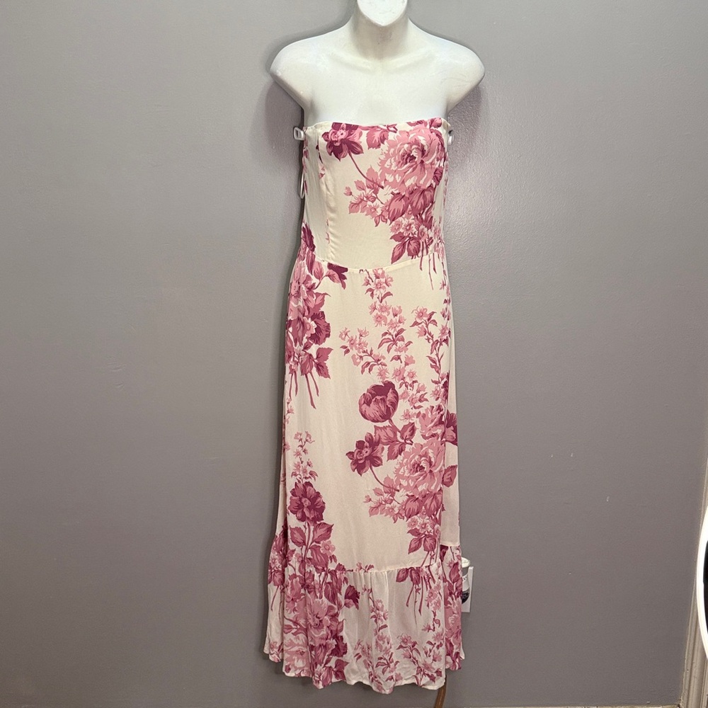 NWT Reformation Arista Strapless Dress in Pink Floral Crista Dress - Picture 5 of 7